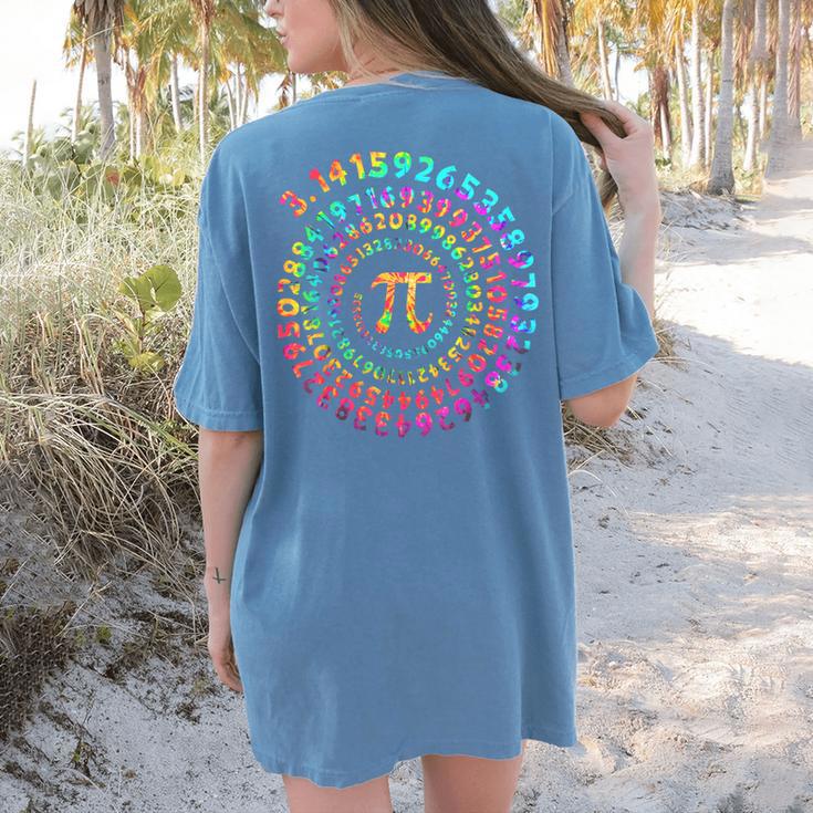 Pi Day Math Teacher Tie Dye Spiral Pi 314 Pi Day Women's Comfort Colors T-Shirt Back Print