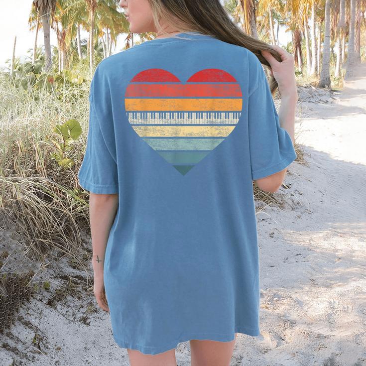 Pianist Retro Sunset Piano Keyboard Player Teacher Women's Comfort Colors T-Shirt Back Print