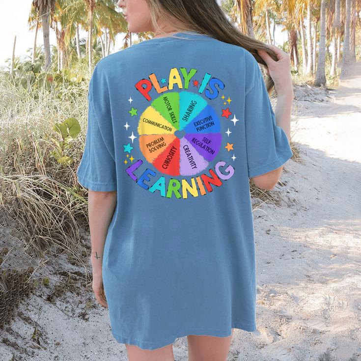 Play Is Learning Teacher Kindergarten For Men Women Kids Women's Comfort Colors T-Shirt Back Print