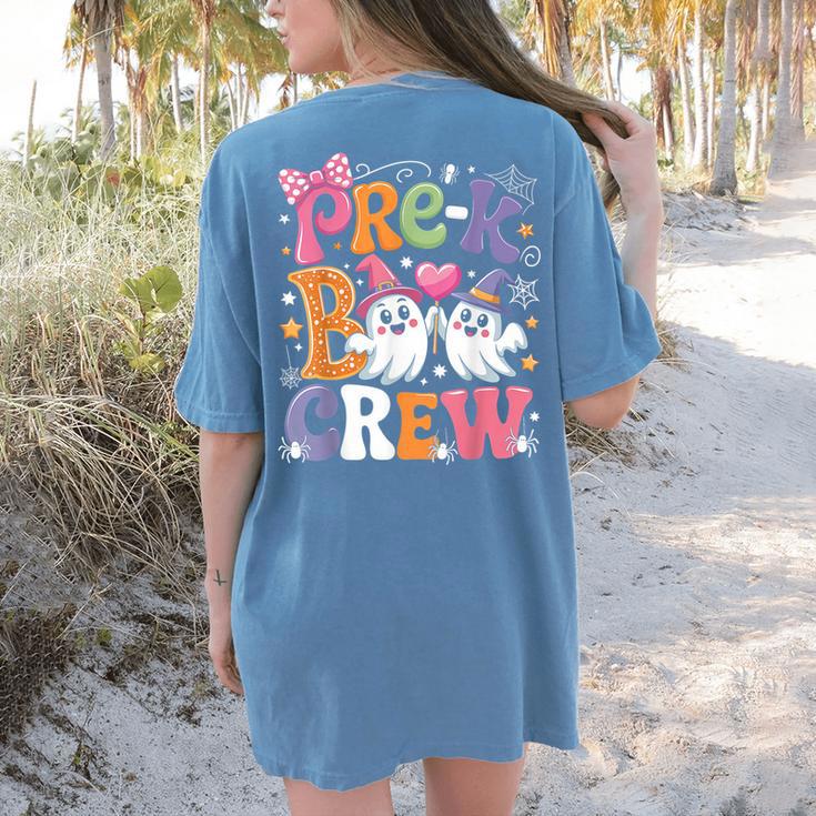 Pre-K Boo Crew Pre-K Teacher Student Kids Halloween Women's Comfort Colors T-Shirt Back Print
