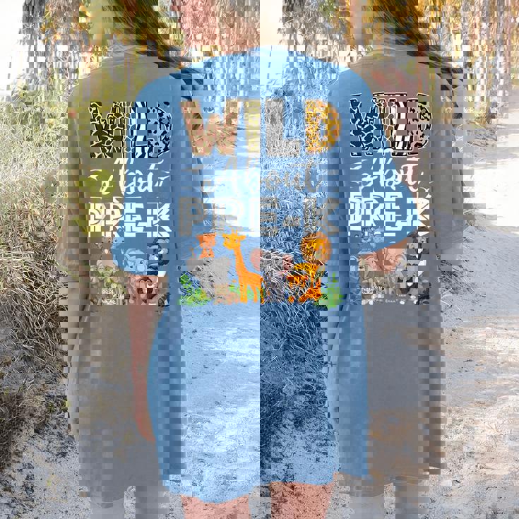 Pre-k Teacher Kids Back To School Wild About Pre-k Women&#x27;s Comfort Colors T-Shirt Back Print