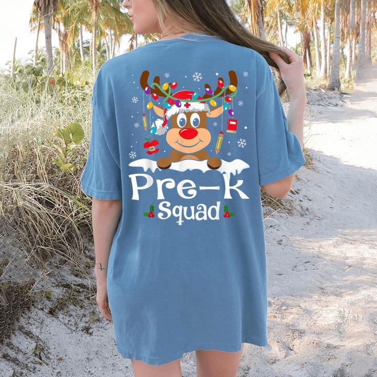 Pre-k Teacher Squad Reindeer Teacher Christmas Women's Comfort Colors T-Shirt Back Print