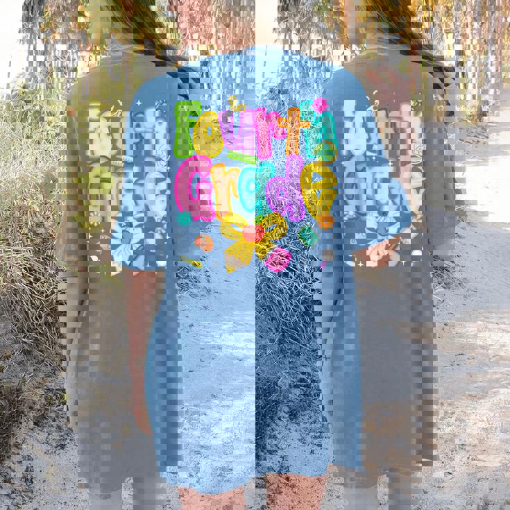 Preppy Fourth Grade Back To School 4th Grade Teacher Girls Women&#x27;s Comfort Colors T-Shirt Back Print