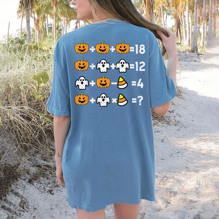 Pumpkin Ghost Equation Math Teacher Halloween Costume Women's Comfort Colors T-Shirt Back Print