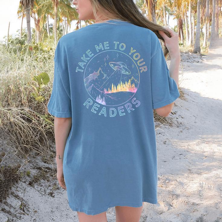Take Reading English Teacher Library Alien Space T-S Tie Dye Women's Comfort Colors T-Shirt Back Print