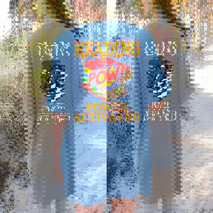 Reading Super Power Activated Superhero Teacher Or Student Men Women Girls Kids Women&#x27;s Comfort Colors T-Shirt Back Print