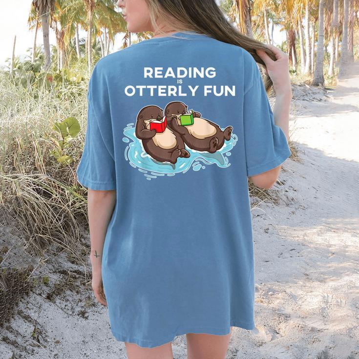 Sea Otter Book Reading Shirt For Bookworm Teachers Women's Comfort Colors T-Shirt Back Print