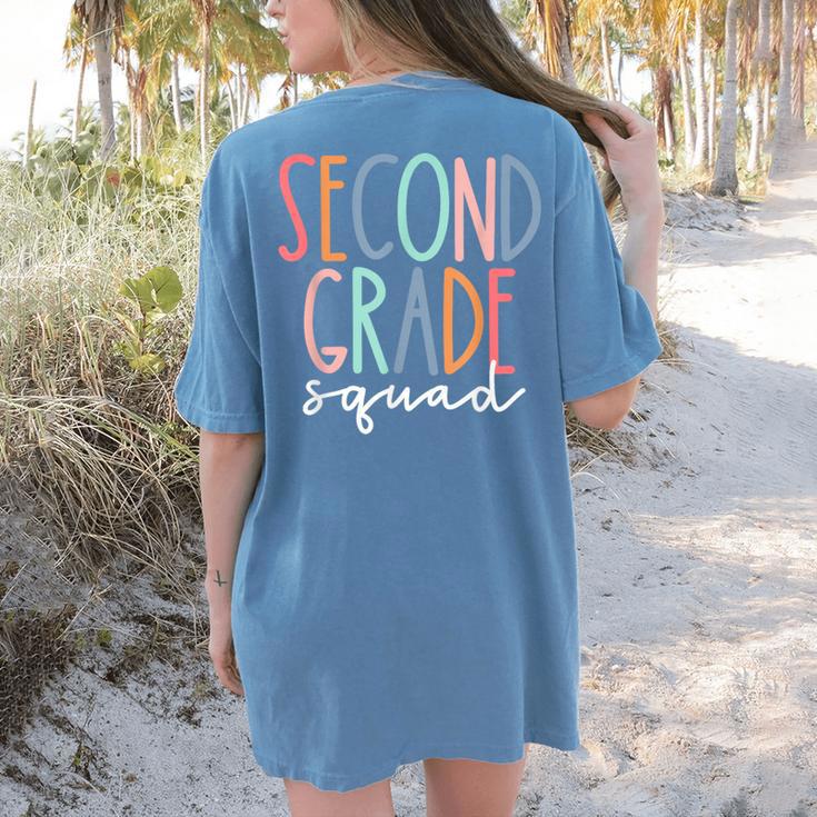 Second Grade Squad 2nd Grade Teacher Women Back To School Women's Comfort Colors T-Shirt Back Print