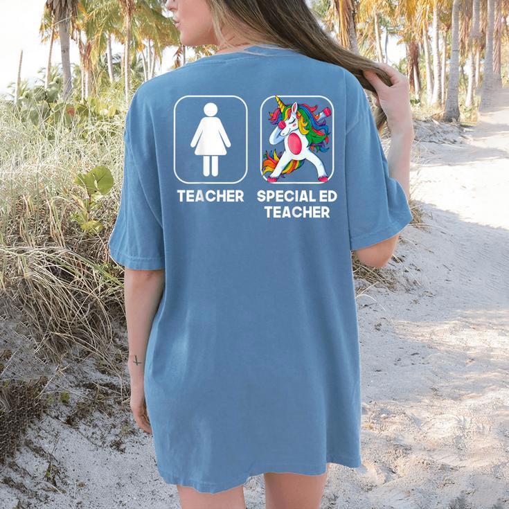 Special Ed Teacher Dabbing Unicorn Teacher Women Women's Comfort Colors T-Shirt Back Print