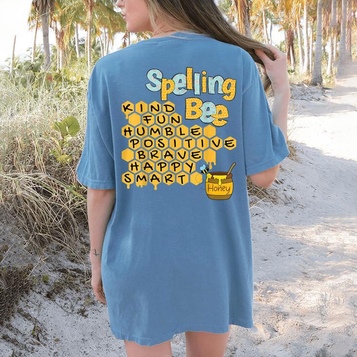 Spelling Bee Kind Positive Kindness Women Teacher Women's Comfort Colors T-Shirt Back Print