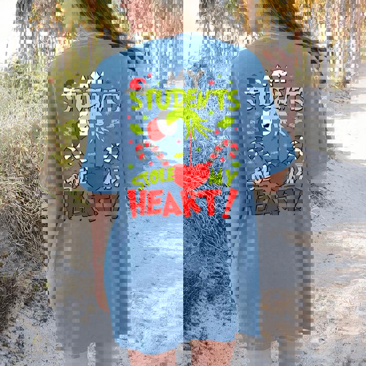 My Students Stole My Heart Teacher Holiday Merry Christmas Women&#x27;s Comfort Colors T-Shirt Back Print