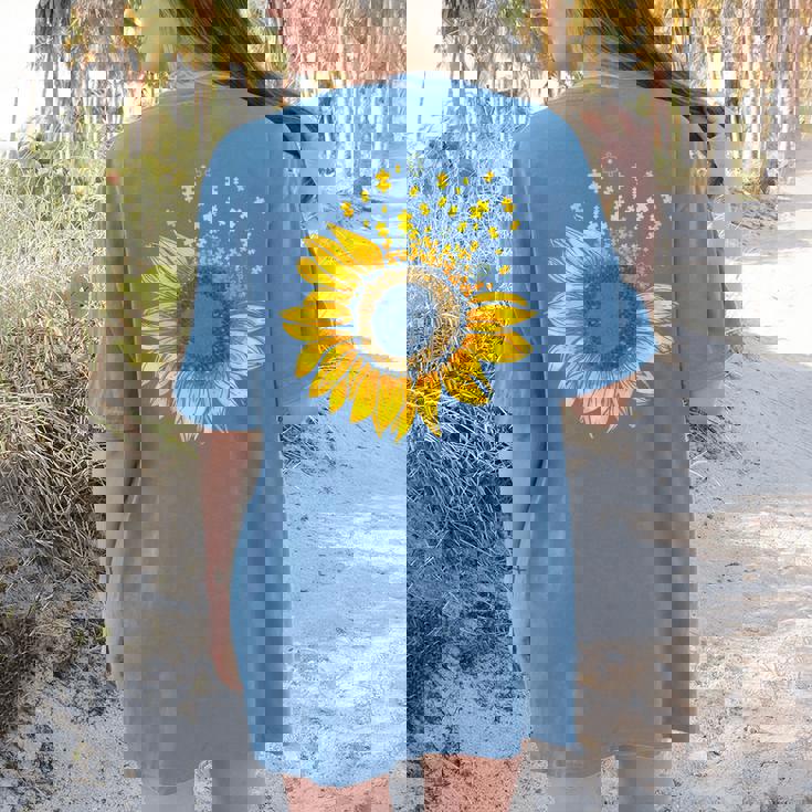 Sunflower Puzzle Pieces Autism Awareness For Mom Teacher For Women Women&#x27;s Comfort Colors T-Shirt Back Print