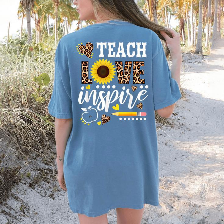 TEACH LOVE INSPIRE Teacher Sunflower Appreciation Women's Comfort Colors T-Shirt Back Print