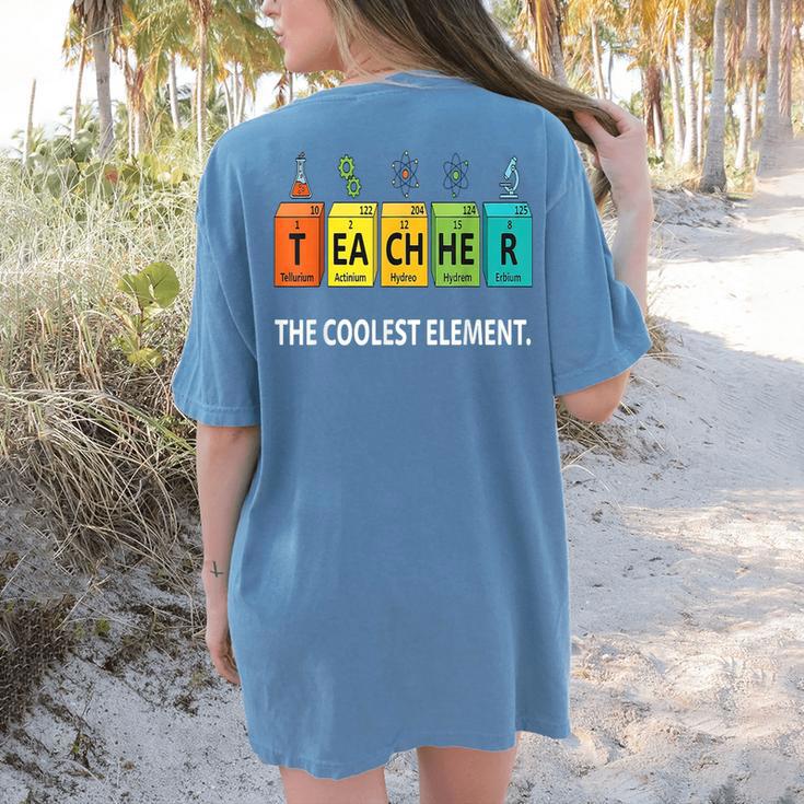 Teacher The Coolest Element Chemistry Periodic Table Science Women's Comfort Colors T-Shirt Back Print