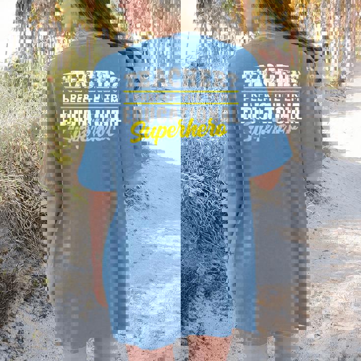 Teacher Educational Superhero School Teachers Women&#x27;s Comfort Colors T-Shirt Back Print