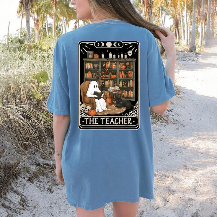 The Teacher Ghost Book Reading Books Lover Halloween Women's Comfort Colors T-Shirt Back Print