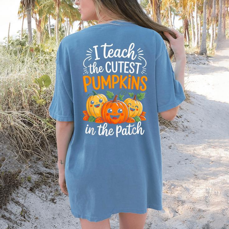 Teacher Halloween Pre-K Teacher Kindergarten Cutest Pumpkins Women's Comfort Colors T-Shirt Back Print