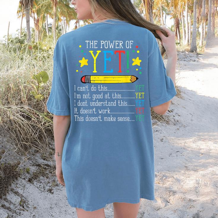 Teacher Power Of Yet Cant Do This Inspirational Women Men Women's Comfort Colors T-Shirt Back Print