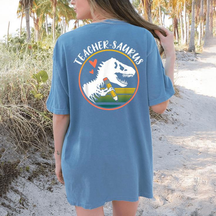 Teacher-Saurus Dinosaur Teacher Design T-Rex Design Women's Comfort Colors T-Shirt Back Print