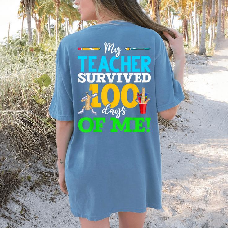 My Teacher Survived 100 Days Of Me Dab 100 Days Of School For Men Women Kids Women's Comfort Colors T-Shirt Back Print