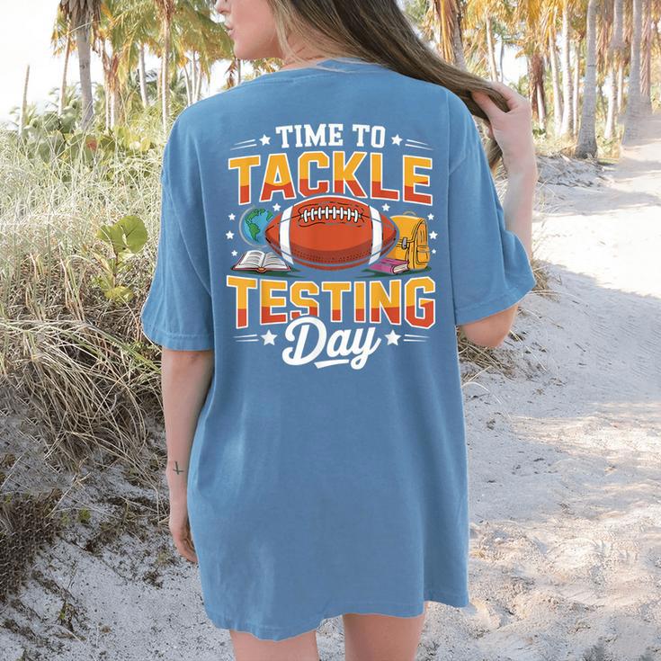 Test Day State Football Tackle Testing Day Sports Teacher Women's Comfort Colors T-Shirt Back Print