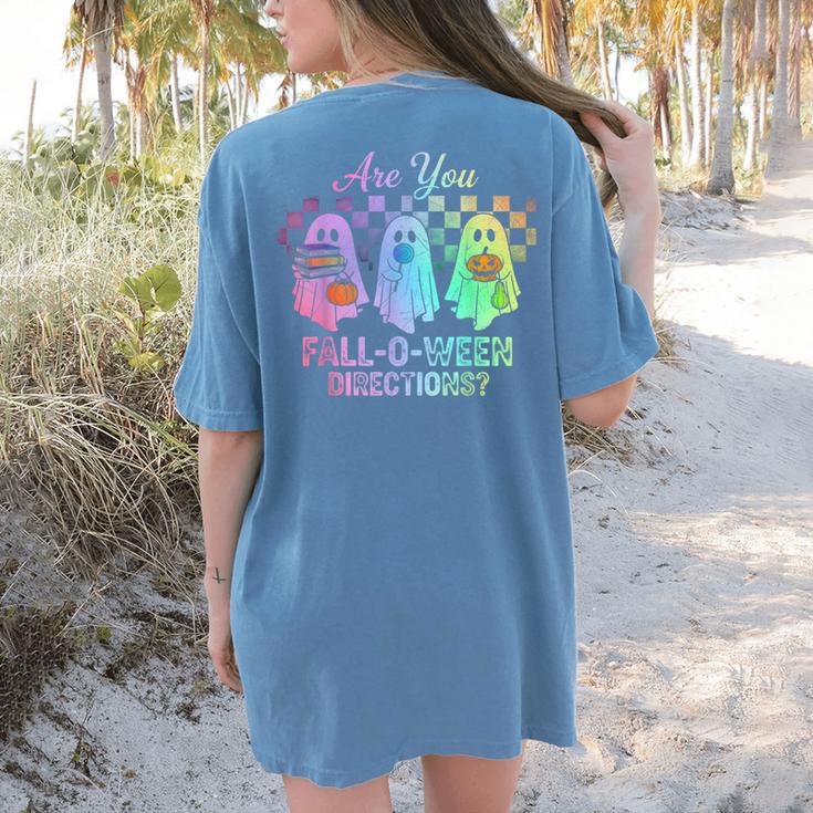 Vintage Are You Fall O Ween Directions Teacher Halloween Women's Comfort Colors T-Shirt Back Print