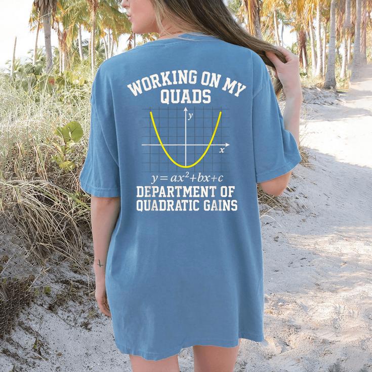 Working On My Quads Algebra Math Gym Teacher Women's Comfort Colors T-Shirt Back Print