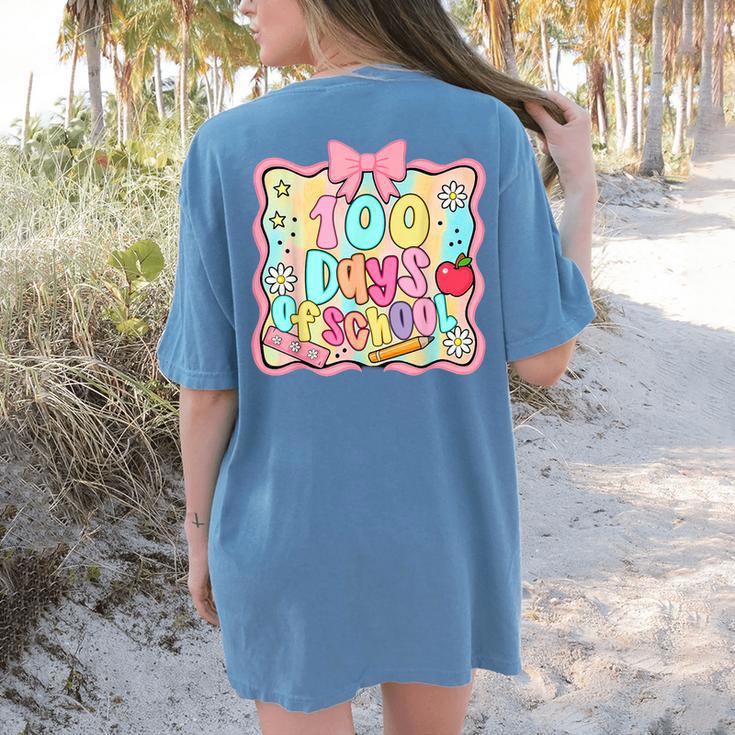 100 Days Of School Preppy 100th Day Of School Teacher Kids Women's Comfort Colors T-Shirt Back Print 100 Days Of School Preppy 100th Day Of School Teacher Kids Women's Comfort Colors T-Shirt Back Print