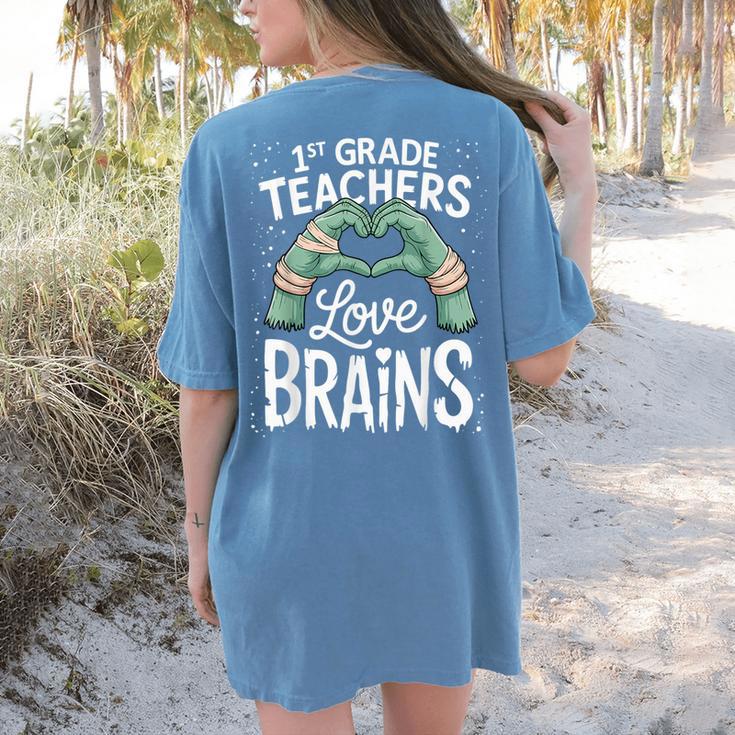 1st Grade Teachers Love Brains Shirt Halloween Teacher Women's Comfort Colors T-Shirt Back Print 1st Grade Teachers Love Brains Shirt Halloween Teacher Women's Comfort Colors T-Shirt Back Print