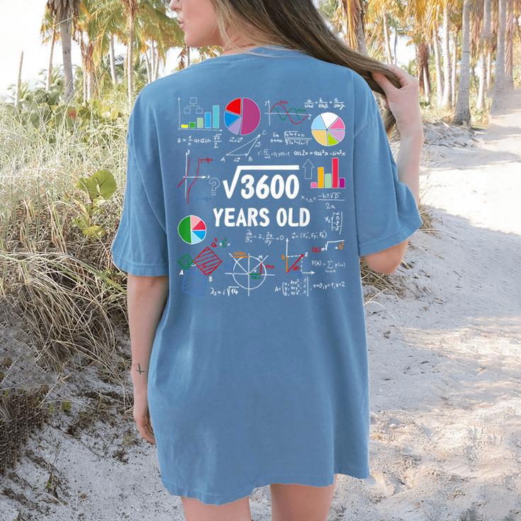 60 Year Old Math Teacher Square Root Of 3600 60th Birthday Women's Comfort Colors T-Shirt Back Print