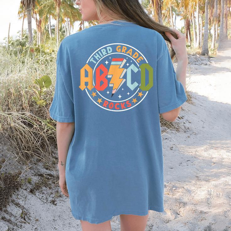 ABCD 3rd Grade Rocks Pencil Lightning Teachers Rock Boys Women's Comfort Colors T-Shirt Back Print