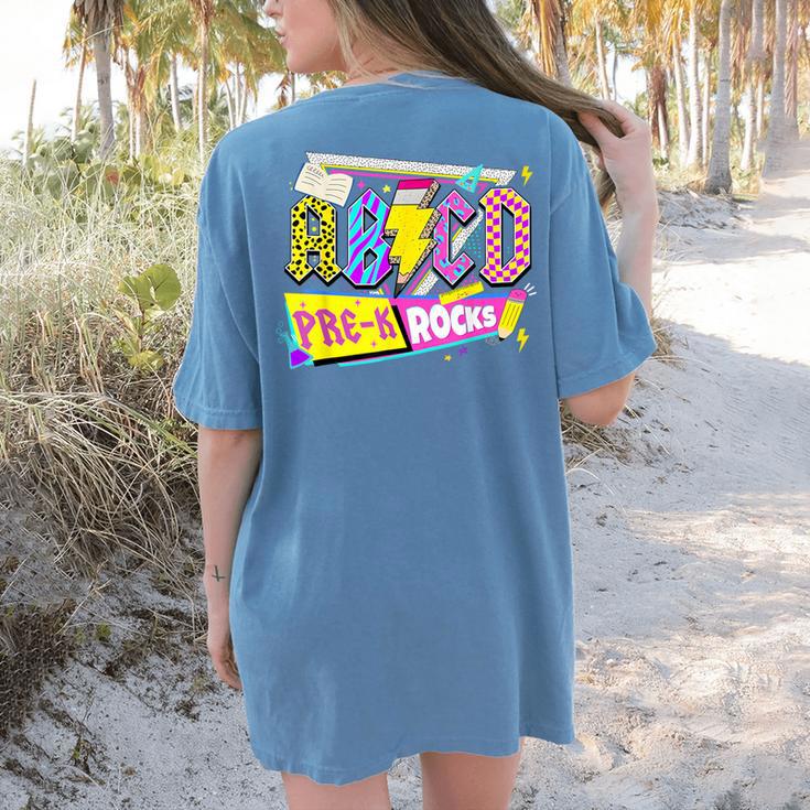 ABCD Pre-K Rocks Back To School PreK Kindergarten Teacher Women's Comfort Colors T-Shirt Back Print ABCD Pre-K Rocks Back To School PreK Kindergarten Teacher Women's Comfort Colors T-Shirt Back Print