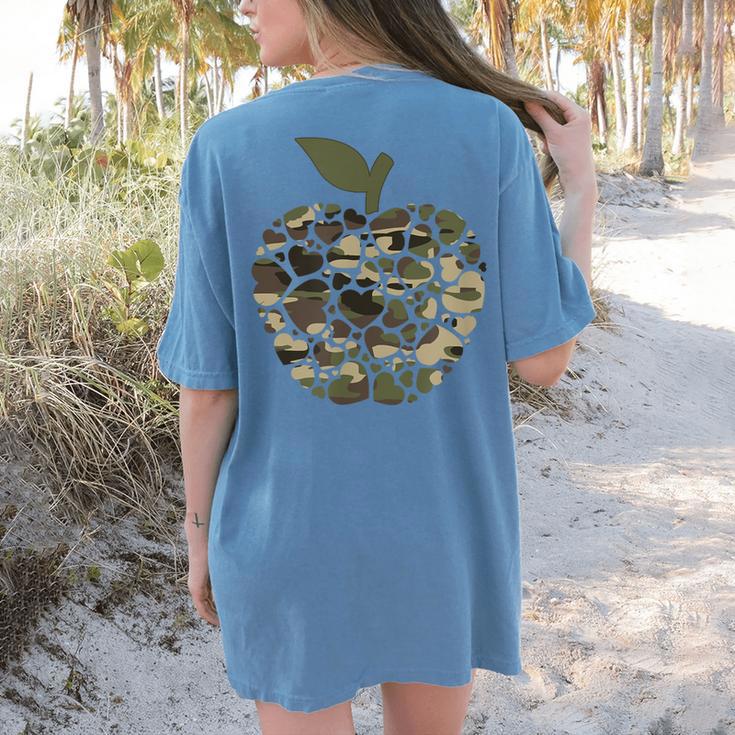 Apple Hearts Teacher Camouflage Clothing School Camo Apple For Men Women Girls Kids Women's Comfort Colors T-Shirt Back Print Apple Hearts Teacher Camouflage Clothing School Camo Apple For Men Women Girls Kids Women's Comfort Colors T-Shirt Back Print