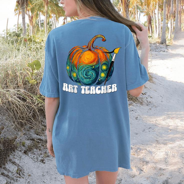 Art Teacher Pumpkin Halloween Night Men Women Women's Comfort Colors T-Shirt Back Print