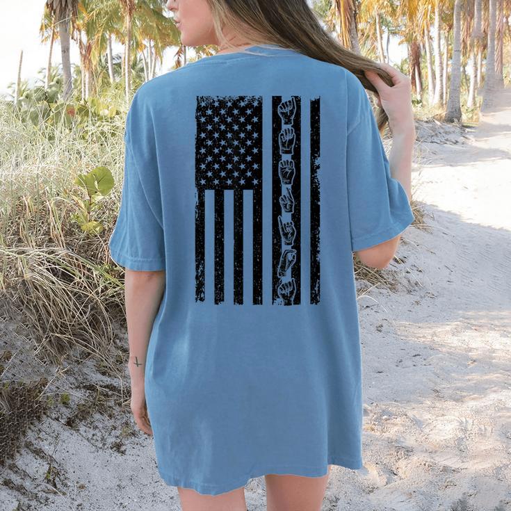 ASL Flag Sign Language Deaf ASL Teacher For Men Women Women's Comfort Colors T-Shirt Back Print