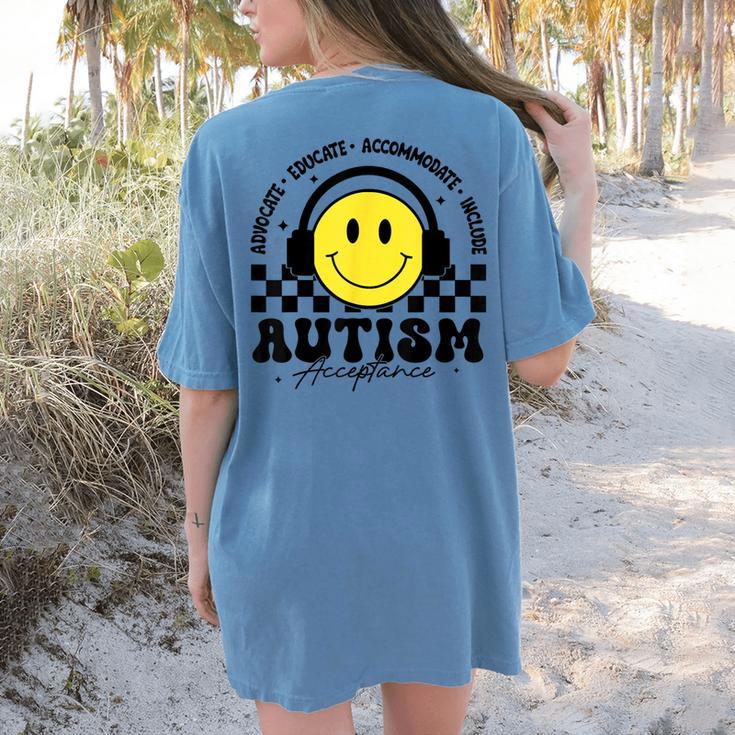 Autism Awareness Acceptance Special Education Teacher Kids Women's Comfort Colors T-Shirt Back Print Autism Awareness Acceptance Special Education Teacher Kids Women's Comfort Colors T-Shirt Back Print