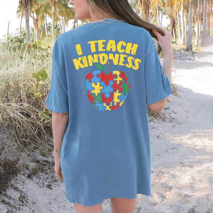 Autism Teacher Shirt I Teach Kindness Apple Puzzle Awareness Women's Comfort Colors T-Shirt Back Print Autism Teacher Shirt I Teach Kindness Apple Puzzle Awareness Women's Comfort Colors T-Shirt Back Print