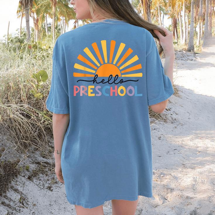 Back To School Hello Preschool For Kids Teacher Women Women's Comfort Colors T-Shirt Back Print