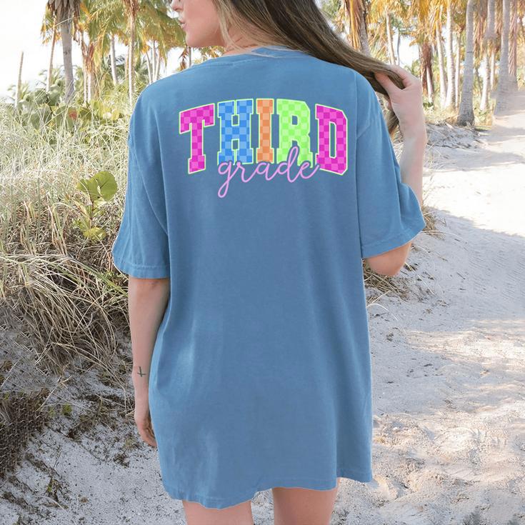 Back To School Neon Checkered Third Grade Colorful Teacher Women's Comfort Colors T-Shirt Back Print Back To School Neon Checkered Third Grade Colorful Teacher Women's Comfort Colors T-Shirt Back Print