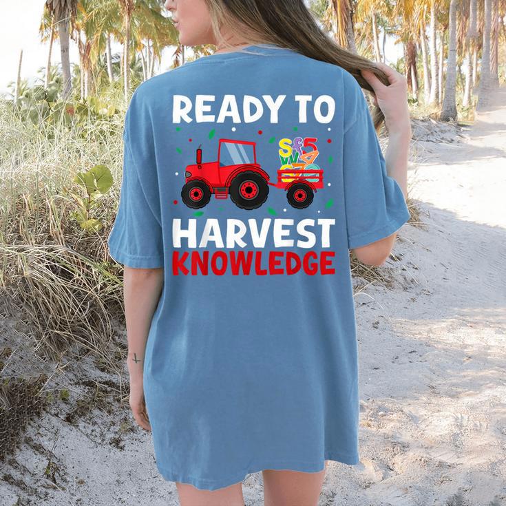 Back To School Teacher Farming Tractor Farmer Kids 100th Day Women's Comfort Colors T-Shirt Back Print Back To School Teacher Farming Tractor Farmer Kids 100th Day Women's Comfort Colors T-Shirt Back Print