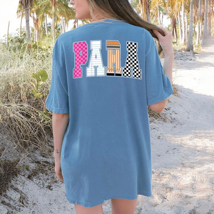Back To School Teacher Para Preppy Checkered Para Life Women's Comfort Colors T-Shirt Back Print Back To School Teacher Para Preppy Checkered Para Life Women's Comfort Colors T-Shirt Back Print