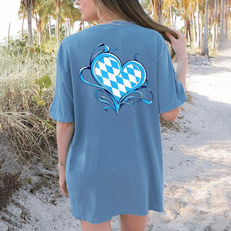 Bavarian Flag As Heart Blue Diamond Bavaria Women's Comfort Colors T-Shirt Back Print