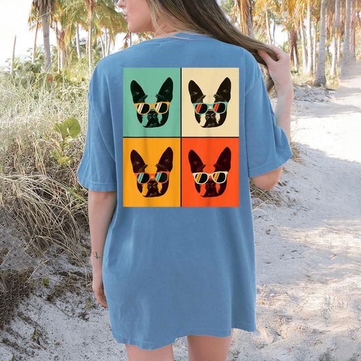 Bostie Dog Lover Boston Terrier With Sunglasses For Men Women Girls Kids Women's Comfort Colors T-Shirt Back Print