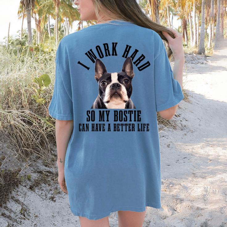 Bostie Mama Dog Dad Boston Terrier For Men Women Women's Comfort Colors T-Shirt Back Print