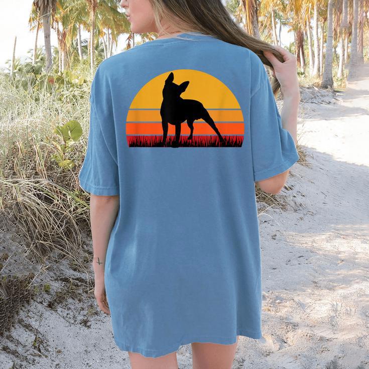 Boston Terrier Bostie Sunset Retro Dog Pet Mom Dad Women's Comfort Colors T-Shirt Back Print