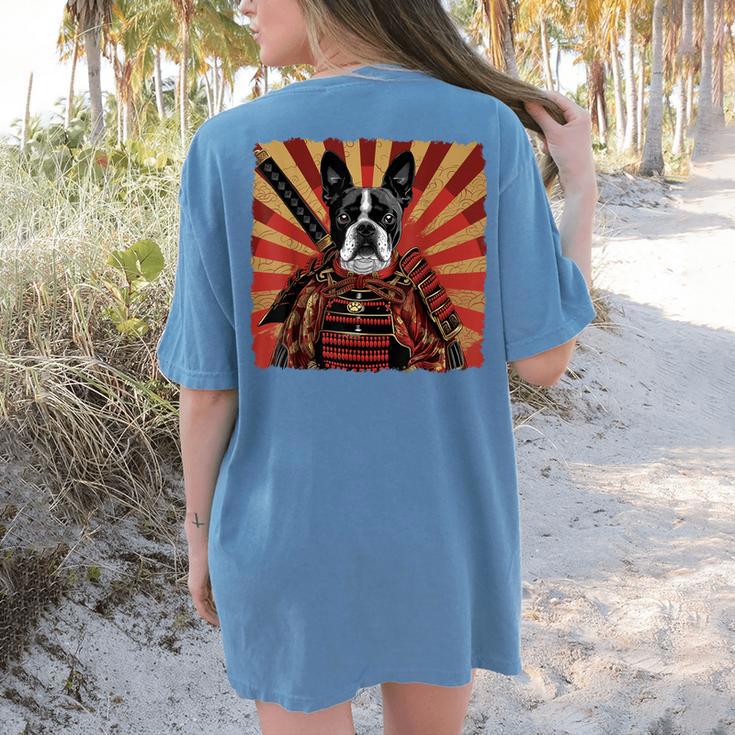 Boston Terrier Dog Japanese Art Samurai Ukiyo-e Women's Comfort Colors T-Shirt Back Print