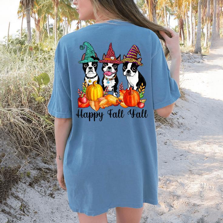 Boston Terrier Dog Lover Fall Ya'Ll Halloween Costume Men Women Women's Comfort Colors T-Shirt Back Print