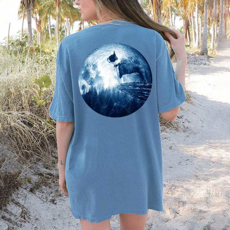 Boston Terrier Dog Moon Dog Mom Dad Women Men Dog Lovers Women's Comfort Colors T-Shirt Back Print