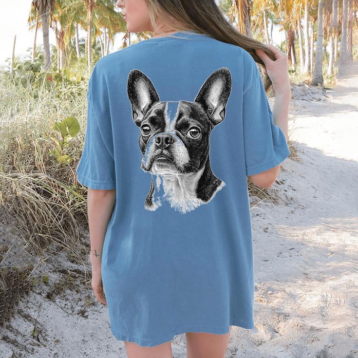 Boston Terrier Dog Motif Pet Illustration Boston Terrier For Men Women Kids Women's Comfort Colors T-Shirt Back Print