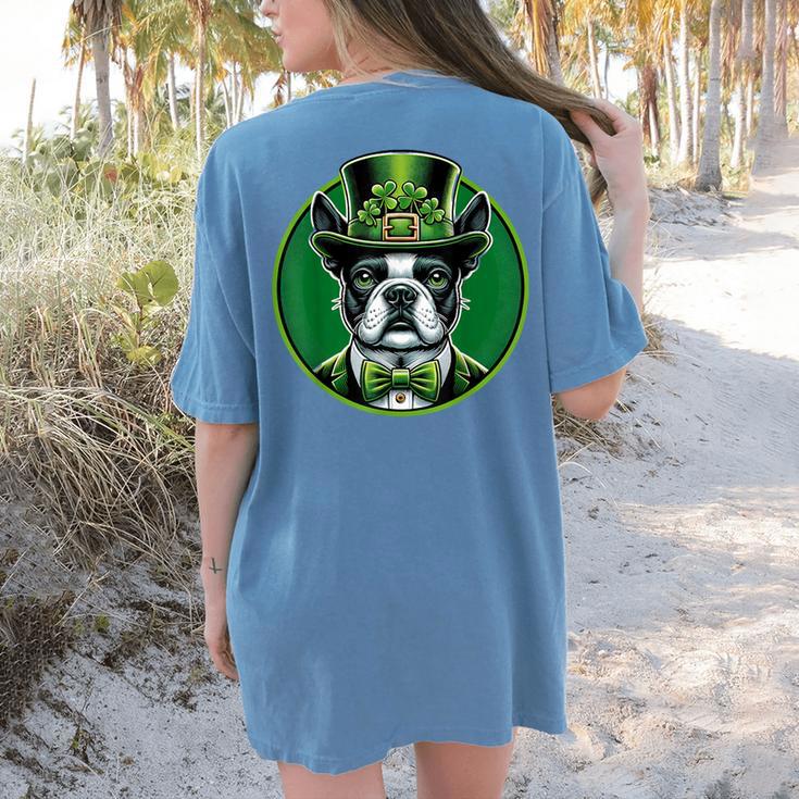 Boston Terrier Dog St Patricks Day Irish Pet Lover Men Women Kids Women's Comfort Colors T-Shirt Back Print